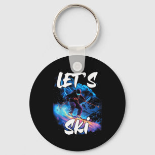 Lets ski downhill skiing winter sport skier key ring