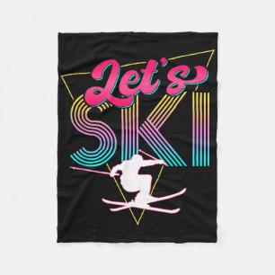 Let's Ski Retro 80s Skiing Party Outfit 90s Skier Fleece Blanket