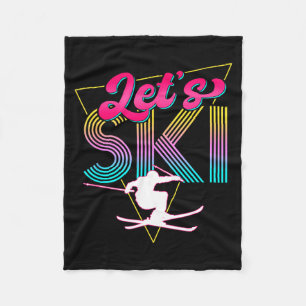 Let's ski retro 80s skiing party outfit 90s skier fleece blanket