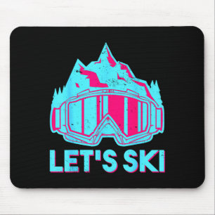 Let's ski, retro goggles ski vintage 80s 90s skiin mouse mat