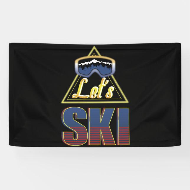 Let's Ski Retro Ski Vintage 80's Costume Skiing Banner (Horizontal)