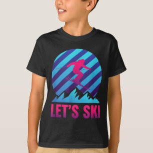 Let's ski retro vaporwave skiing nostalgia mountai T-Shirt