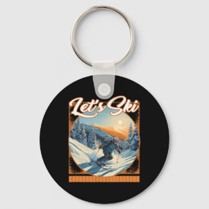 Let's Ski Snow Skiing Speed Thrill Distant Mountai Key Ring