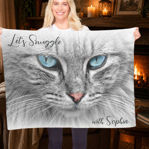 Let's Snuggle Pet Photo Christmas Gift Fleece Blanket