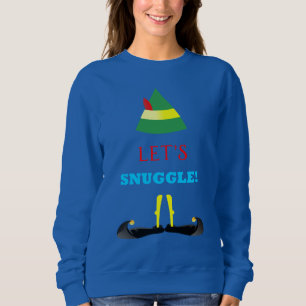 Let's Snuggle Women's Blue Sweatshirt with Elf