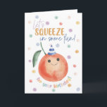 Let's Squeeze in Some Fun Birthday Orange Funny  Card<br><div class="desc">Let's Squeeze in Some Fun Birthday Orange Funny Greeting Cards - Designed by Bloomella</div>