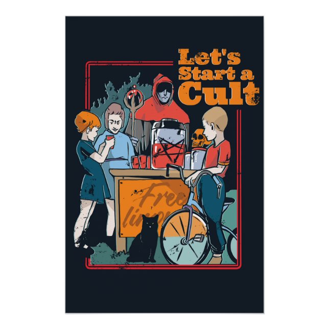 Lets Start a Cult Spooky Retro Halloween Kids  Poster (Front)