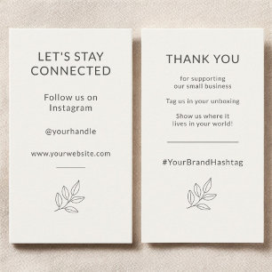 Let's Stay Connected Neutral Minimalist Small Business Card