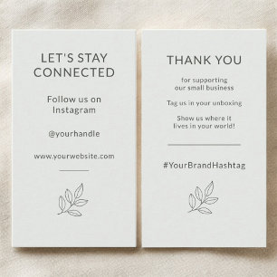 Let's Stay Connected Sage Green Minimalist Small Business Card