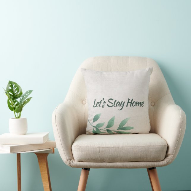 Let's Stay Home Watercolor Eucalyptus Cushion (Chair)
