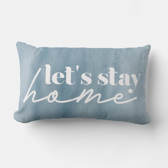 Let's Stay Home Watercolor Lumbar Cushion (Front)
