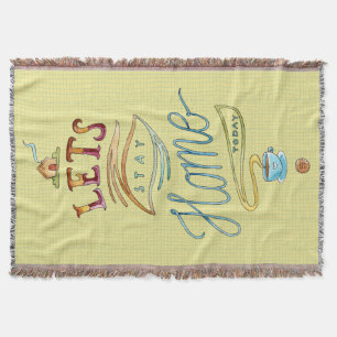 Lets Stay Home Word Art Woven Blanket