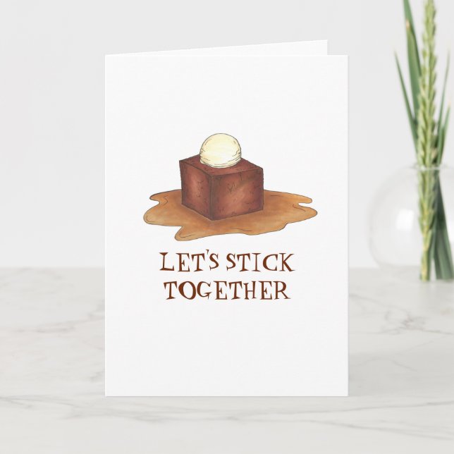 Let's Stick Together British Sticky Toffee Pudding Holiday Card (Front)