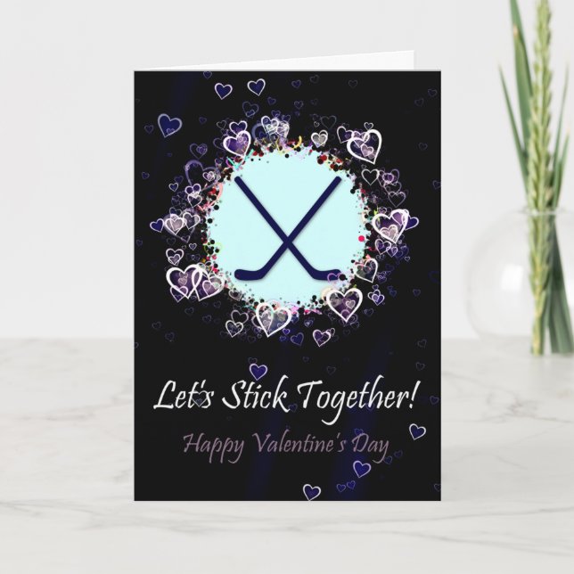 Let's Stick Together Hockey Valentine's Day Card (Front)