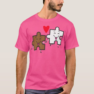 Lets Stick Together Interracial Couple Puzzle Piec T-Shirt