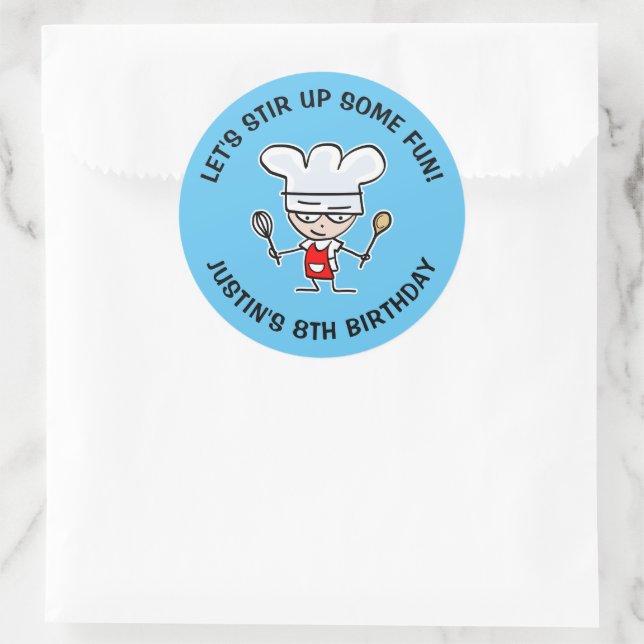 Let's stir up some fun kid's bake Birthday Classic Round Sticker (Bag)