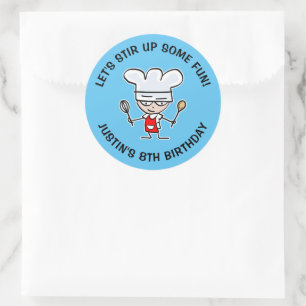 Let's stir up some fun kid's bake Birthday Classic Round Sticker