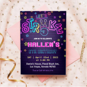 Let's Strike Bowling Birthday Party Invitation