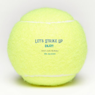 Let's strike up blue grey happy 10 birthday name tennis balls