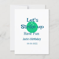 Let's strike up have fun green ball birthday name 