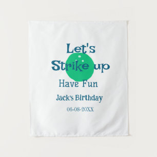 Let's strike up have fun green ball birthday name  tapestry