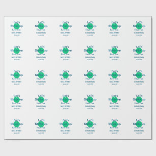 Let's strike up have fun green ball birthday name wrapping paper