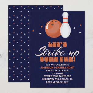 Let's Strike Up Some Fun!  Bowling Birthday  Invitation