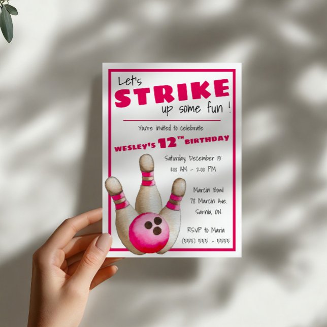 Let's Strike Up Some Fun! Bowling Birthday Party Invitation (Creator Uploaded)