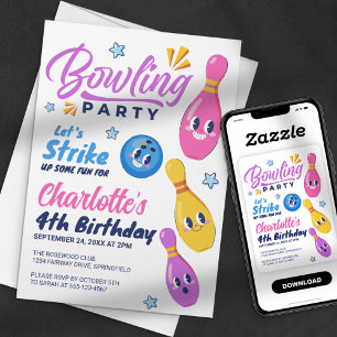 Let's Strike Up Some Fun! Bowling Birthday Party Invitation