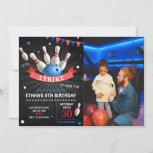 Let's Strike Up Some Fun Bowling Birthday Photo Invitation