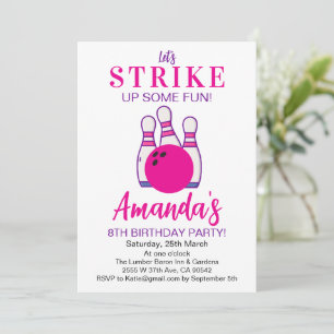 Let's Strike Up Some Fun Bowling girl Birthday Invitation