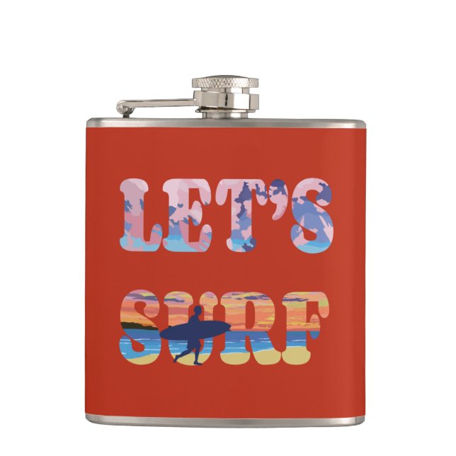 Let's Surf  Hip Flask (Front)