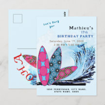 Let's surf surfboard beach birthday party