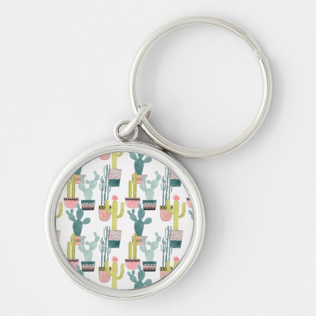 Let's Taco About Love | Cactus Pattern Key Ring (Front)