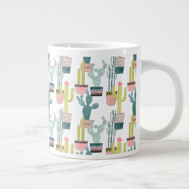 Let's Taco About Love | Cactus Pattern Large Coffee Mug (Right)