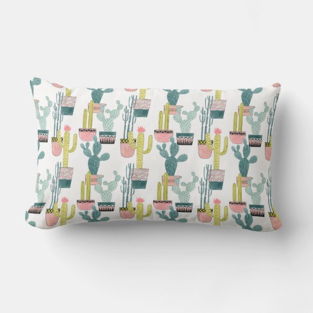 Let's Taco About Love | Cactus Pattern Lumbar Cushion (Front)