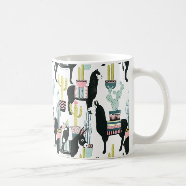 Let's Taco About Love | Llama & Donkey Pattern Coffee Mug (Right)