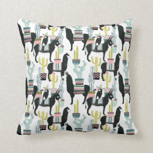 Let's Taco About Love   Llama & Donkey Pattern Cushion