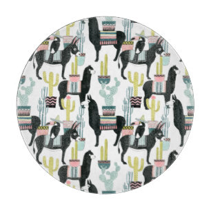 Let's Taco About Love Llama & Donkey Pattern Cutting Board
