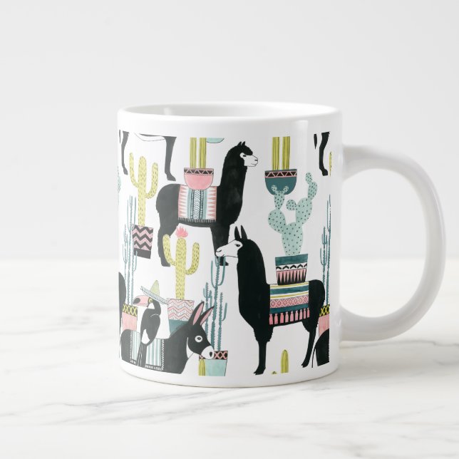 Let's Taco About Love | Llama & Donkey Pattern Large Coffee Mug (Right)