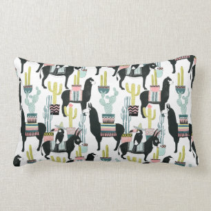 Let's Taco About Love   Llama & Donkey Pattern Lumbar Cushion