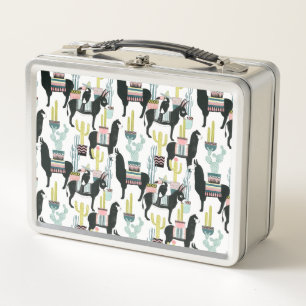 Let's Taco About Love   Llama & Donkey Pattern Metal Lunch Box