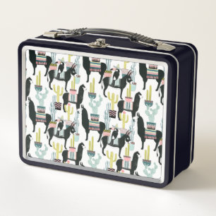 Let's Taco About Love   Llama & Donkey Pattern Metal Lunch Box