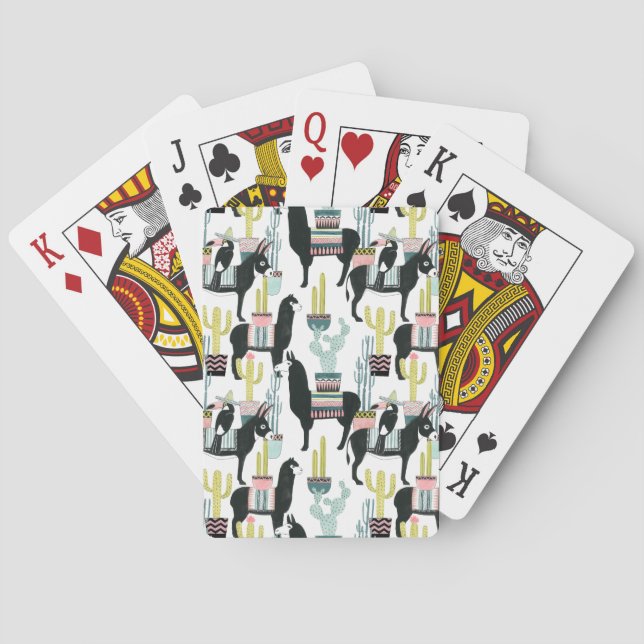 Let's Taco About Love | Llama & Donkey Pattern Playing Cards (Back)