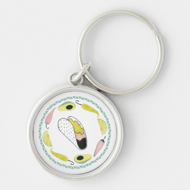 Let's Taco About Love | Taco Element Circle Key Ring (Front)