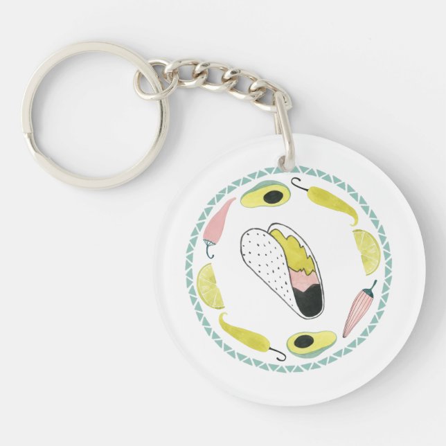 Let's Taco About Love | Taco Element Circle Key Ring (Front)