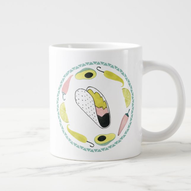 Let's Taco About Love | Taco Element Circle Large Coffee Mug (Right)