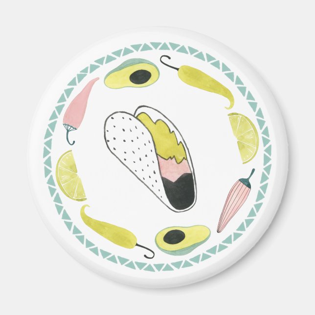 Let's Taco About Love | Taco Element Circle Magnet (Front)