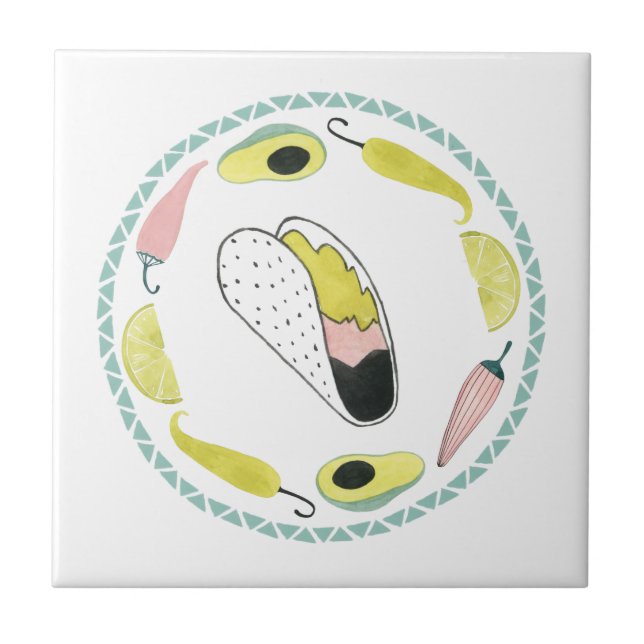 Let's Taco About Love | Taco Element Circle Tile (Front)