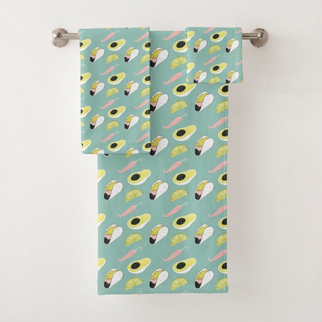 Let's Taco About Love | Taco Element Pattern Bath Towel Set (Insitu)
